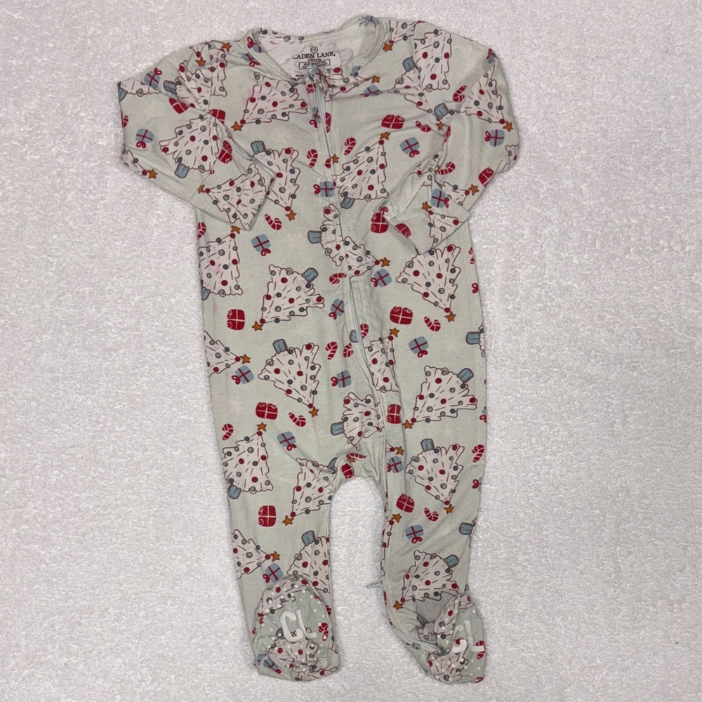 Caden Lane Noel Treasures Holiday Zip bamboo-spandex Christmas sleeper 6/12m